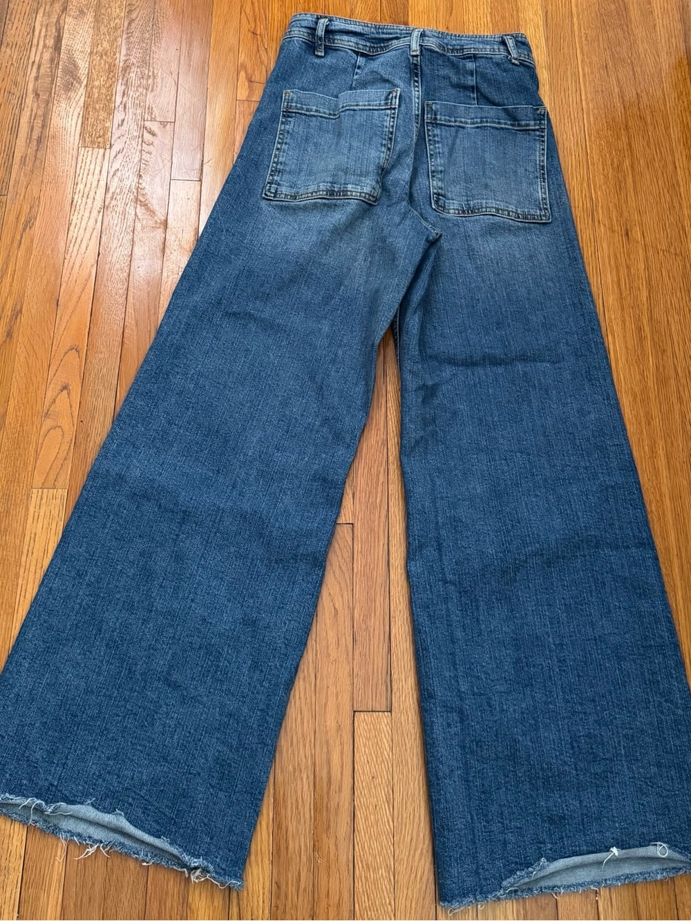 Zara The Marine Straight blue High-Rise Wide Leg raw hem  Jeans, size 4 western - Picture 5 of 12